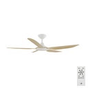 Storm DC Ceiling Fan by Calibo with LED Light – White with Bamboo Timber Style ABS Blades 48″