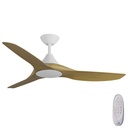 CloudFan SMART DC Ceiling Fan by Calibo – White with Teak Timber Style ABS Blades 52″