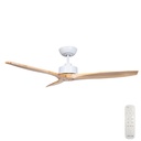 Wynd DC Ceiling Fan by Fanco – White and Handcrafted Natural Timber Blades 54″