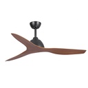 Breeze AC Ceiling Fan by Fanco with Wall Control – Black and Koa Timber Style ABS Blades 52″