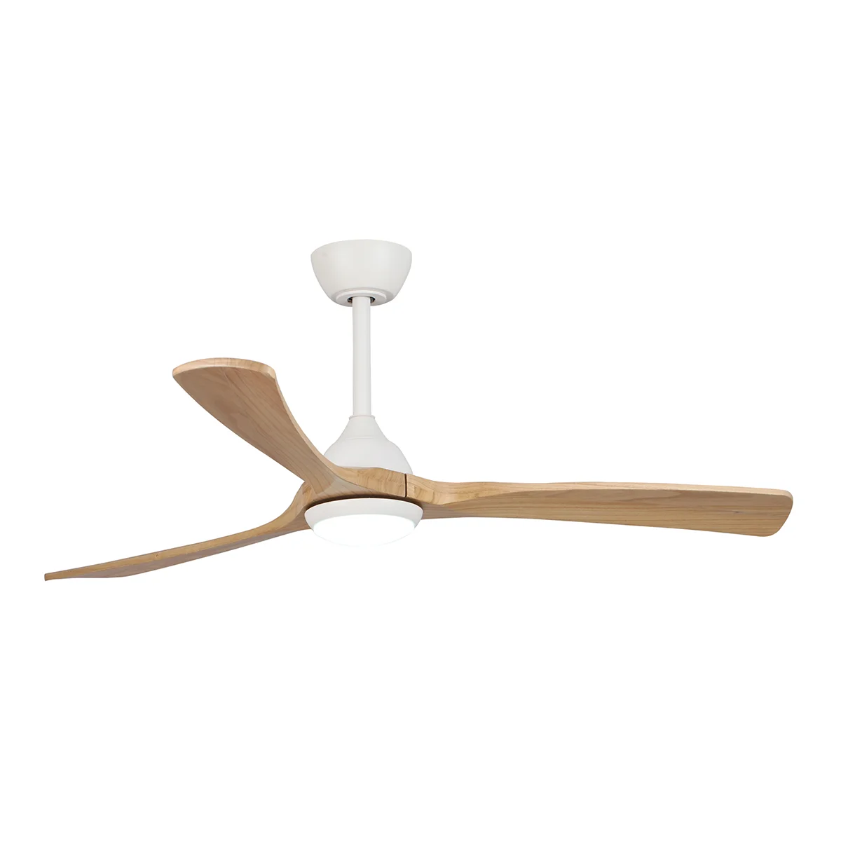 Sanctuary DC Ceiling Fan by Fanco with LED Light – White with Natural Blades 52″