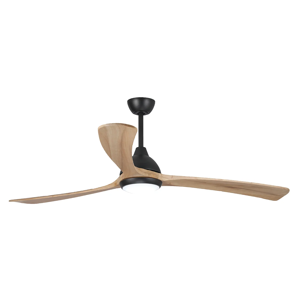 Sanctuary DC Ceiling Fan by Fanco with LED Light & Remote – Black with Natural Timber Blades 70″