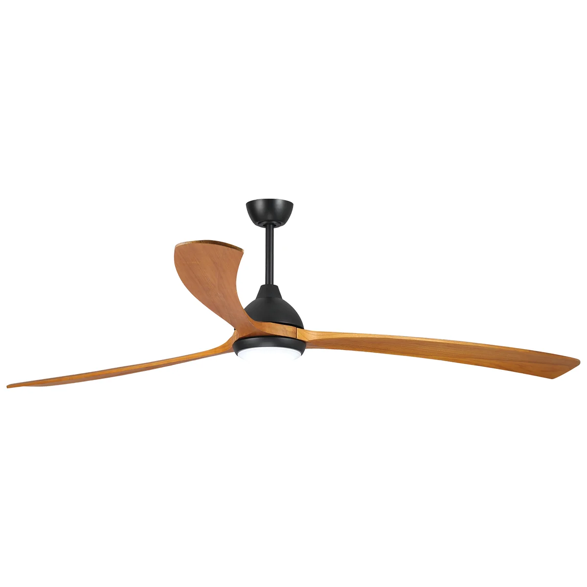 Sanctuary DC Ceiling Fan by Fanco with LED Light & Remote – Black with Teak Timber Blades 86″