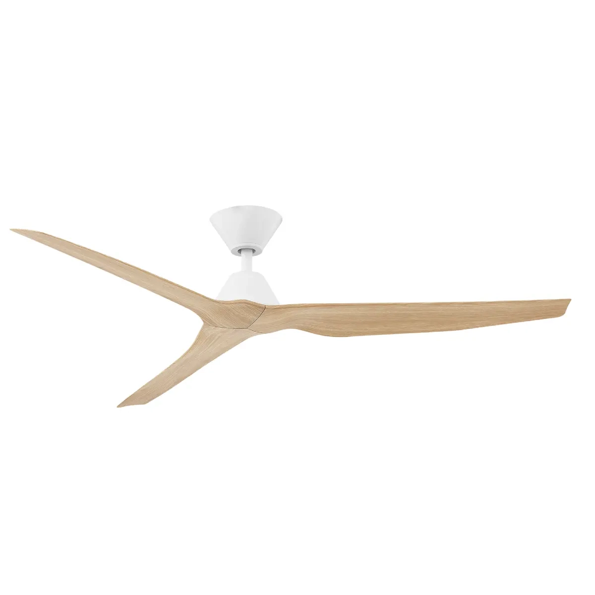 Infinity-iD DC Ceiling Fan by Fanco – White with Beechwood Timber Style ABS Blades 60″