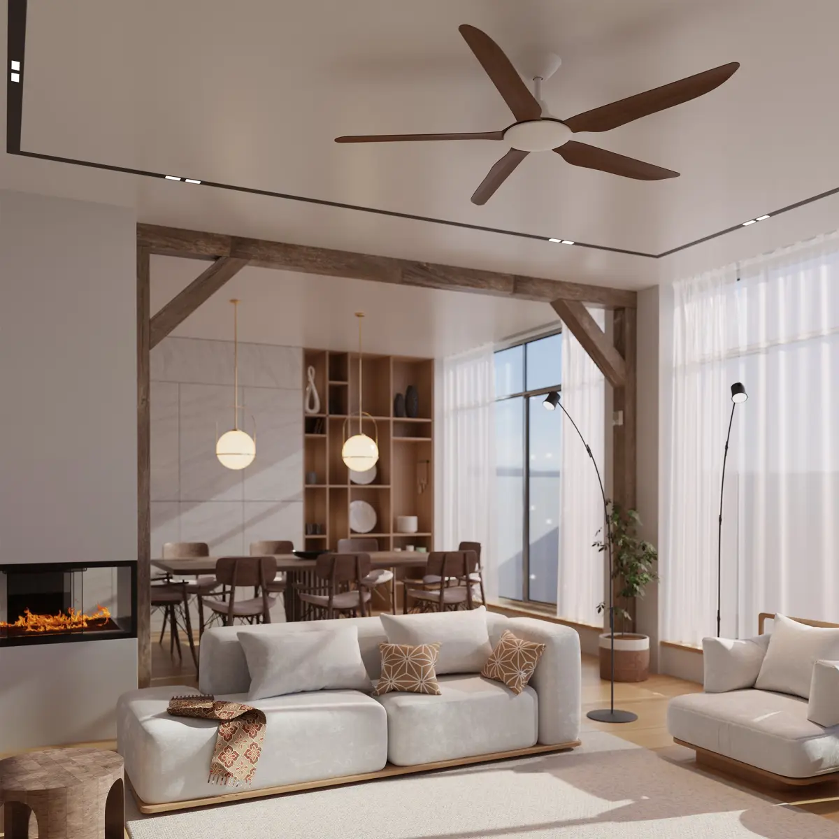 Calibo Storm 42" (1070mm) 5 Blade 18W Tricolour LED Light Indoor/Outdoor DC Ceiling Fan & Remote - White